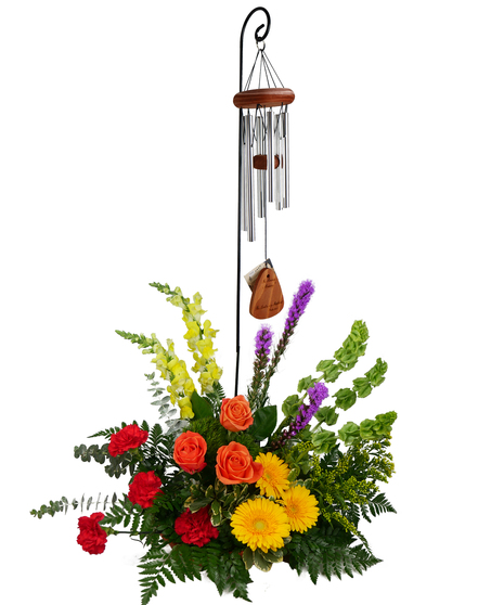 Windchime with Metal Display and Flowers