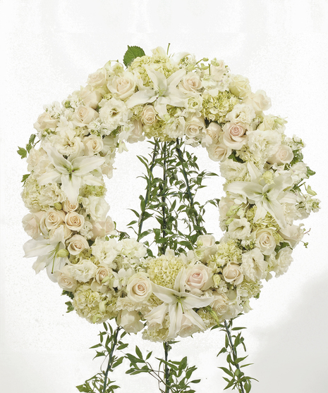 Elegant White Wreath on Easel