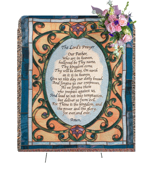 Inspirational Throw that says The Lord's Prayer.