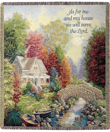 Inspirational Throw that says, “As for me and my house we will serve the Lord.”