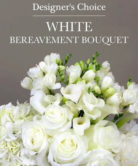 Bouquet of flowers overlaid in pink with text that says 