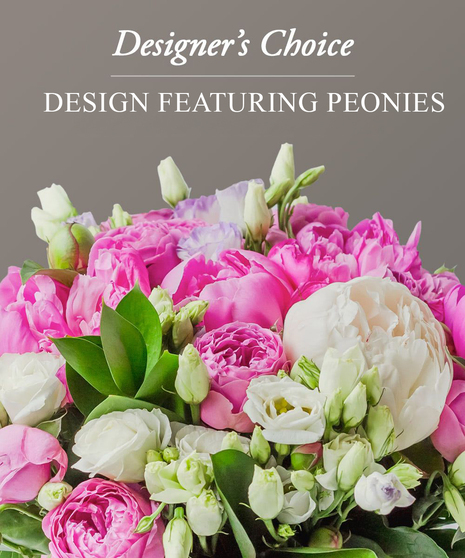 Bouquet of flowers overlaid in pink with text that says 