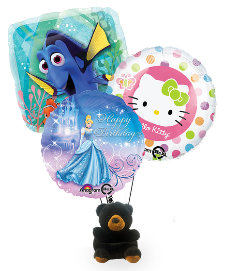 3 Character Balloon Bouquet with Bear - Boy or Girl