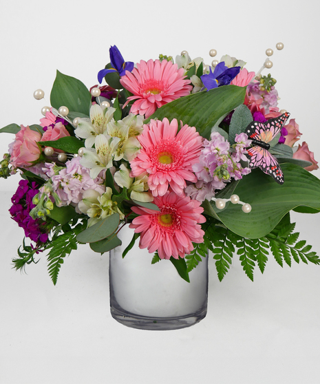 June Birthstone Arrangement - Pearl, Alexandrite and Moonstone.