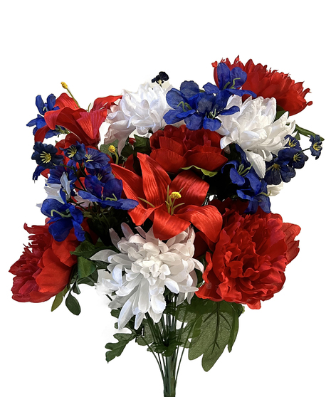 Cemetery Cone Permanent Arrangement - Patriotic Mix