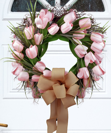 Permanent Pink Tulip Wreath