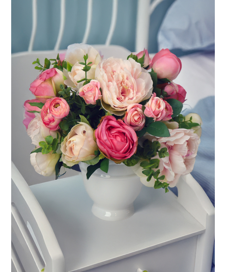 Rose & Peony Artificial Flower Arrangement - Safe for ICU Delivery
